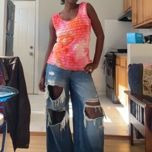 Tribal Pink and Orange Layered Tank Top